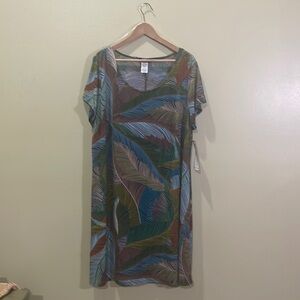 MSK Woman Midi Shift Dress, Plus Size, Perfect for Vacation, the Lake, Brunch